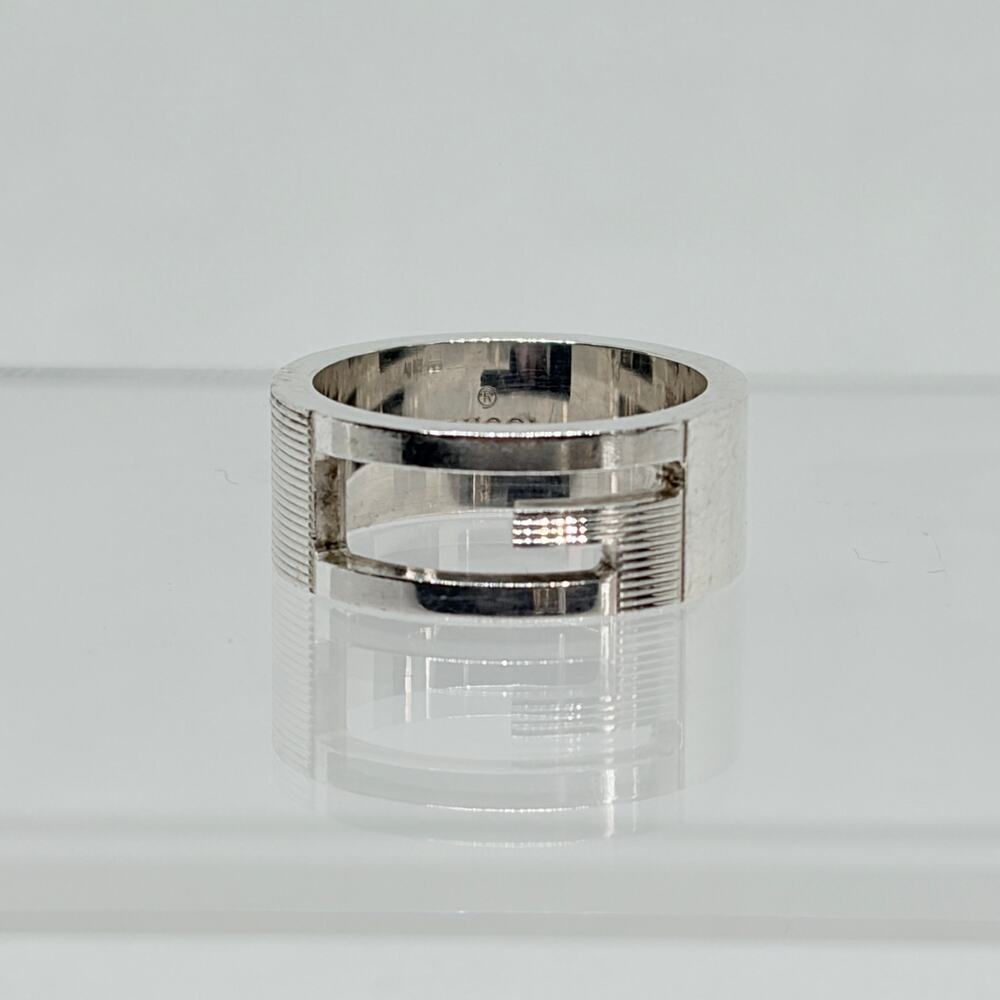 Authentic Gucci Interlocking GG 925 Sterling Silver Band Ring Size 6.25 Italy